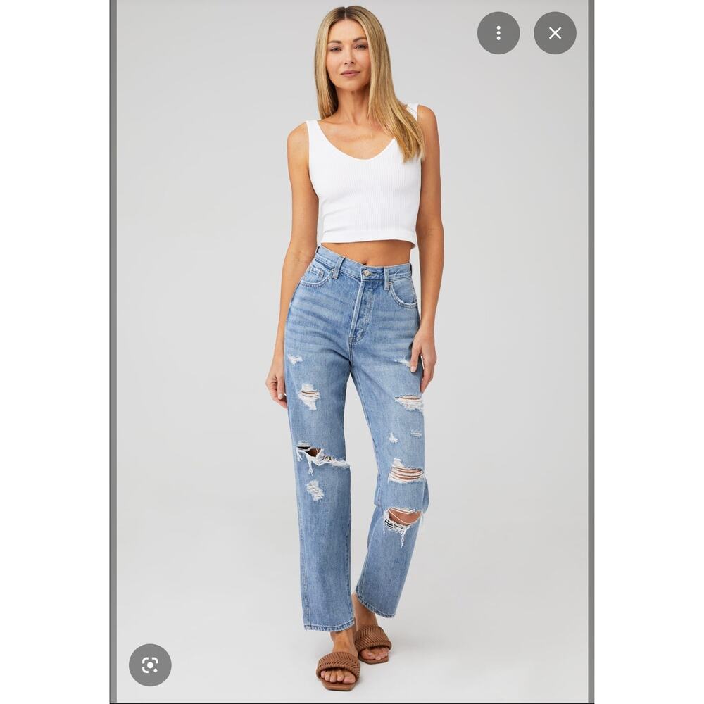 Pistola Distressed Straight Leg Jeans High Rise Size 26 Light Wash Fall
